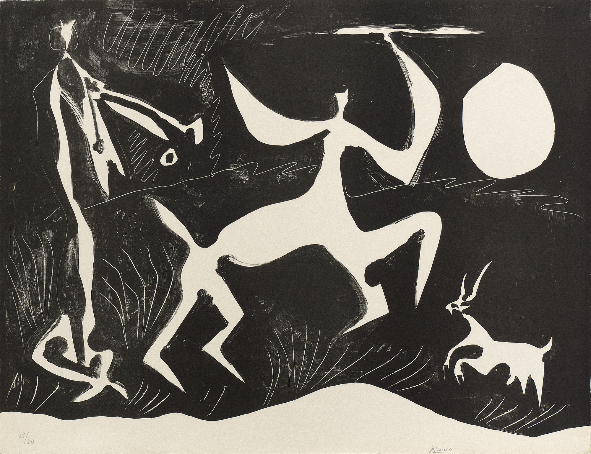 CENTAURE DANSANT, FOND NOIR - 1948, Lithographie, Exemplar 49 von 50, ca 50 x 65 cm, Bloch573 Mourlot121 Staufner Martin