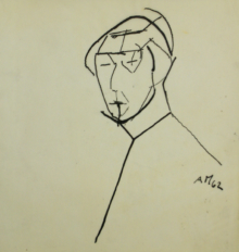 4 ZEICHNUNGEN FÜR EINEN KATALOG ZU EINER
PRIVATAUSSTELLUNG IN FRANKFURT - 1962,
Tusche, Feder auf Transparentpapier,
ca. 20 x 20 cm Mahringer Anton