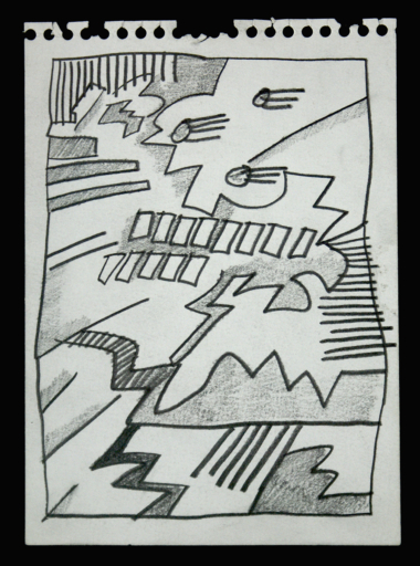 OHNE TITEL,
Kohle auf Papier,
18 x 12,5 cm Haring Keith