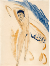 ERNST LUDWIG KIRCHNER,
SICH RECKENDER AKT - 1918/1919,
Aquarell über Vorzeichnung in Bleistift auf Velin,
58,9 x 45,9 cm Kirchner Ernst Ludwig