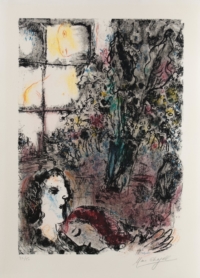 MARC CHAGALL, SOMMERABEND - 1968, Farblithographie, Exemplar: 32/50, Blattgröße: 60 x 42 cm, (Mourlot 545), Chagall Marc