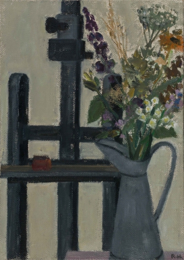 STILLLEBEN,
Öl auf Sackleinwand,
ca. 90,5 x 64 cm Hradil Rudolf