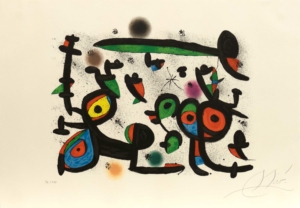 JOAN MIRÓ, LES AMOUREUX ET LUNA PARK I - 1981, Farblithographie, Exemplar: 34/100, 61 x 89,5 cm Miró Joan