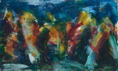 KORNMANDL - 1978, Stofffarben auf Molino, 150 x 250 cm Grabmayr Franz