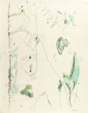 MAX W E I L E R (1910 - 2001), AUF DEM WEG - 1973, Bleistift, Farbstifte auf Papier, 62,2 x 48,7 cm Weiler Max