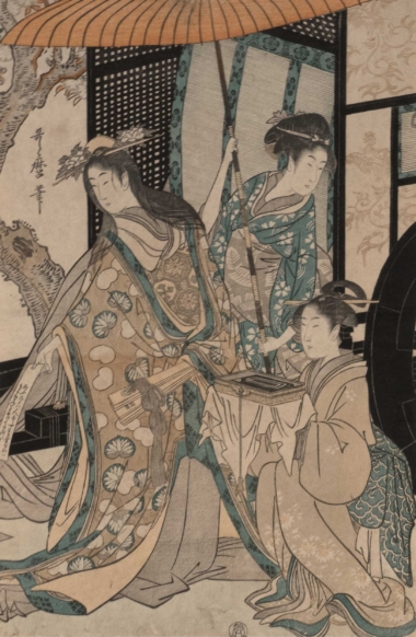 OHNE TITEL - ca. 1801, Japanischer Farbholzschnitt, ca. 36,6 x 24 cm Utamaro Kitagawa