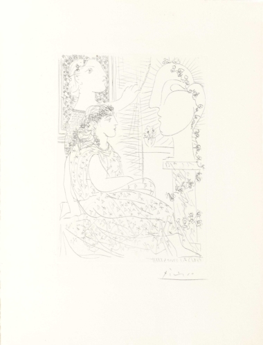 DEUX MODÈLES VÈTUS - 1933, Blatt 42 aus ' SUITE VOLLARD' - 1930-1937, Radierung auf Bütten, ca. 26,7 x 19,3 cm, signiert und datiert, WVZ Bloch 150 Picasso Pablo