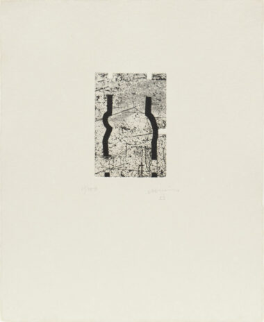 aus "Clara Janés: La indetenible quietud" - 1998, Aquatintaradierung auf Bütten (Eskulan gris), Exemplar: 11/100, ca. 14 x 19,5 cm (ca. 43,5 x 35,5 cm) Chillida Eduardo