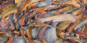BAUSTEIN FÜR TRÄUME - Venedig 2017, aus dem Zyklus Bausteine für Träume, Eitempera auf Leinwand, 30 x 60 cm Danielis Friedrich