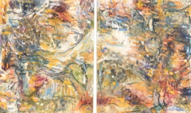 TAUSENDUNDEIN METAMORPHOSEN, SINNBILDER AUS FARBE UND GLÜCK - Wien 2021, aus dem Zyklus Tausendundein metamorphosen, Pastell auf Papier, Diptychon, 19,6 x 33 cm Danielis Friedrich