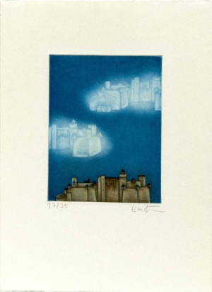 EVA MÖSENEDER, MAGISCHE FESTUNG, Farbradierung, Exemplar: 27/35, 18 x 13,7 cm (36 x 26 cm) Möseneder Eva