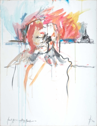 FREMD BIN ICH EINGEZOGEN, Öl, Acryl, Kohle auf Leinwand, 130 x 100 cm Zens Herwig