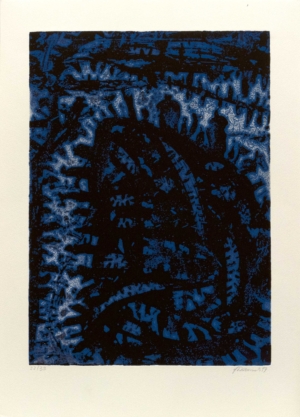 GUNTER DAMISCH, BLAUWELTNEIGHIMMEL - 1997, Farbradierung, Hochdruck, Exemplar: 22/33, 49,3 x 35,8 cm (62 x 44,6 cm) Damisch Gunter