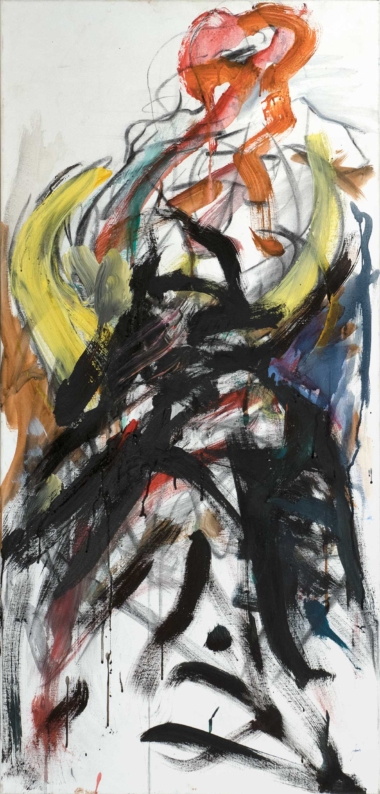 STIERKAMPF - 2015, Acryl, Kohle auf Leinwand, 100 x 55 cm Zens Herwig