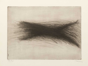 DIE SCHWARZE SCHWIMMERIN, 4. Blatt aus der Mappe "Haute Coiffure" - 1961/63, Kaltnadelradierung, Exemplar: 37/98, ca. 31,5 x 43,5 cm (38 x 54 cm) Rainer Arnulf