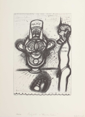 PROJEKT "Herrenhelm", Offsetlithographie, Exemplar: 190/200, ca. 41,5 x 29,5 cm (59,8 x 43,7 cm) Rainer Arnulf