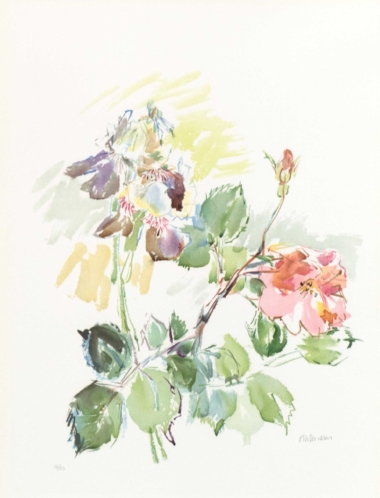 SCHWERTLILIEN MIT ROSEN - 1969, Farblithographie, Exemplar: 56/150, ca. 53,4 x 45,4 cm (76 x 56 cm), WW 521 Kokoschka Oskar