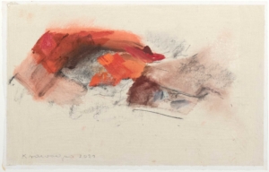 OHNE TITEL - 2021, Öl auf Japanpapier, 32 x 50 cm Krawagna Peter