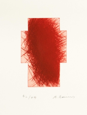 SCHATTENROTKREUZ - 1997/2001, Kaltnadelradierung, Exemplar: 42/49, ca. 29,4 x 19,7 cm (65,7 x 50,1 cm) Rainer Arnulf