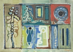 ETRUSKISCHES GRAB - um 1957, Öl auf Papier, 42,5 x 59,2 cm Aduatz Friedrich