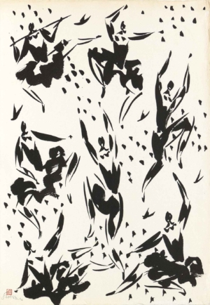 7 TÄNZER - 2005 (Tokio), Tusche auf Papier, 68 x 47 cm Scheidl Roman