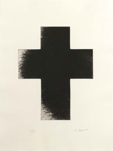 DARK GREEN CROSS - 2014, Kaltnadelradierung auf Messing auf Bütten, Exemplar: 9/20, 80 x 60 cm Rainer Arnulf