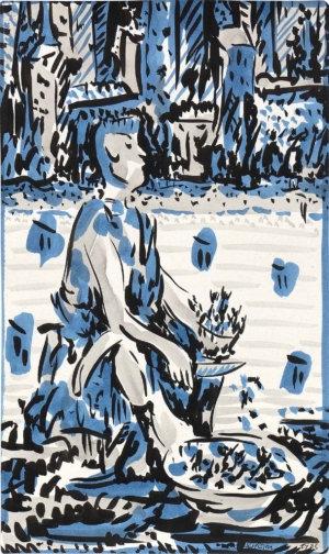 DAS SCHICKSAL - 1983 (Wien), Alko und Tusche auf Papier, 47 x 28 cm Scheidl Roman