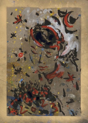 GEIST UND WELT - 2022 (Wien), Tusche und Öl auf Atelierboden, ca. 70 x 50 cm Scheidl Roman