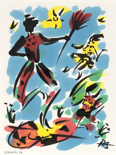 GENDERBLATT 7 - 2023, Alko und Tusche auf Papier, 40 x 30 cm Scheidl Roman