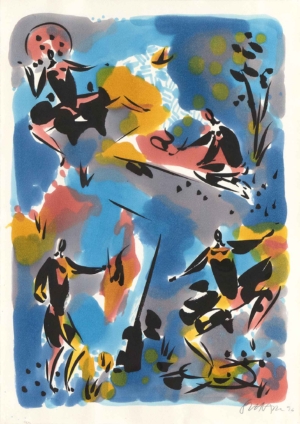 MALEREI UND TANZ - 1996 (Wien), Alko und Tusche auf Papier, 65 x 46 cm Scheidl Roman