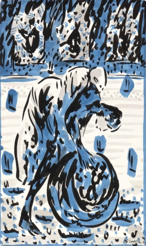 PARADIES - 1983 (Wien), Alko und Tusche auf Papier, 47 x 28 cm Scheidl Roman