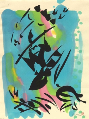 TANZZEICHNUNG - 2005 (Tokio), Alko und Tusche auf Papier, 52 x 39 cm Scheidl Roman