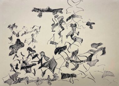 KÄMPFENDE FIGUREN - 1959, Tusche auf Papier, 31,2 x 44 cm Urteil Andreas