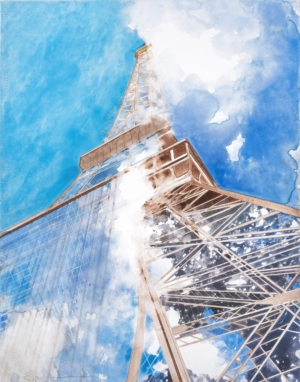 LA TOUR EIFFEL - 2019, Aquarell auf Papier, 64,7 x 50,3 cm, Werknr. 122218, © Jean-Louis Losi, Paris Salzmann Gottfried