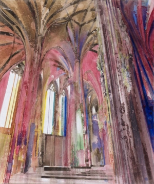 KATHEDRALE, STEPHANSDOM, WIEN - 2021, Aquarell auf Papier, 75 x 62,7 cm, Werknr. 122181, © Jean-Louis Losi, Paris Salzmann Gottfried