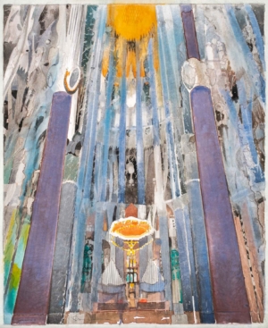 SAGRADA FAMILIA, BARCELONA - 2017, Aquarell, Pastell auf Papier auf Leinwand, 61,9 x 50,9 cm, Werknr. 122203, © Jean-Louis Losi, Paris Salzmann Gottfried