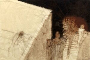 WALTER PICHLER, DER ZEICHNER - 1977, Tempera, Tusche auf Papier, 44 x 62 cm Pichler Walter