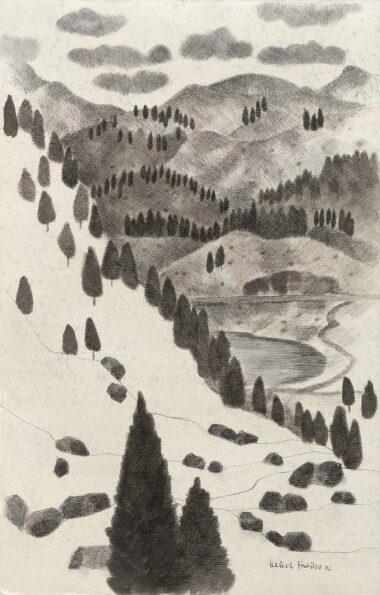 NASSFELD (KÄRNTEN) - 1992, Feder, Tusche auf Bütten, 50,9 x 32,6 cm Breiter Herbert