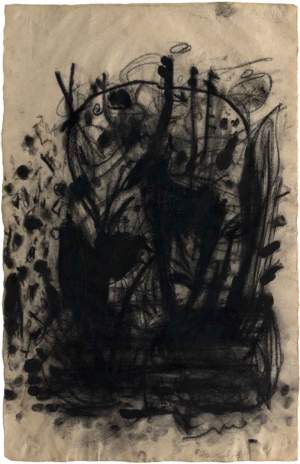 OHNE TITEL - 1988, Kohle auf Bütten, 82 x 53 cm Damisch Gunter