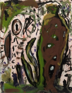 ORPHEUS KOMMT - 1993, Mischtechnik auf Karton, 65 x 50 cm Damisch Gunter