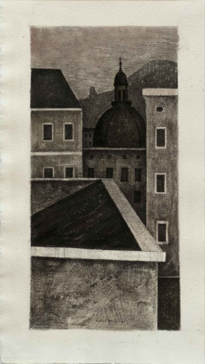 SALZBURGER DÄCHER - 1969, Feder, Tusche auf Bütten, 45,5 x 26 cm Breiter Herbert