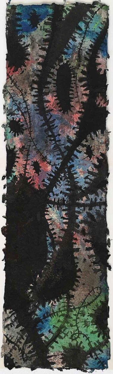 WELTWEGQUER - 1998, Aquarell und Tusche auf Nepalbütten, 173 x 48,5 cm, © Atelier Gunter Damisch Damisch Gunter