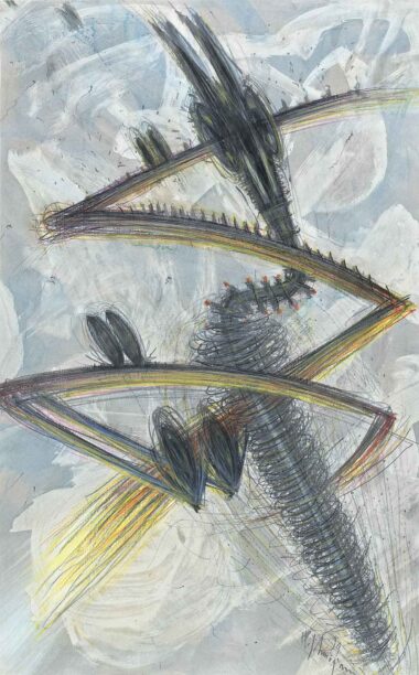 KOMMT NUR NÄHER - 1991, Mischtechnik auf Papier, 93,5 x 58 cm Schmögner Walter