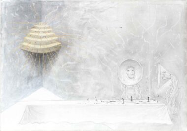 SEI STILL, ICH HÖRE WAS - 2019, Mischtechnik auf Leinwand, 70 x 100 cm Schmögner Walter