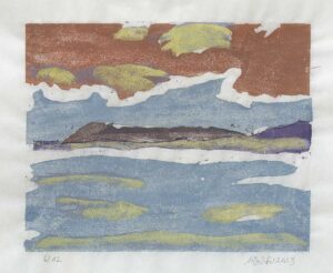 WOLKENBERG 10 - 2023, Farbholzschnitt, Exemplar: 6/12, 20,1 x 24,6 cm (32,5 x 43,9 cm) Richter Wolfgang