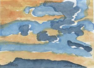 WOLKENBERG 11 - 2023, Farbholzschnitt, Aquarellfarbe, 19,5 x 26,5 cm, Exemplar 12 von 12 Richter Wolfgang