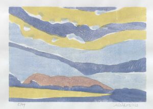 WOLKENBERG 14 - 2023, Farbholzschnitt, Exemplar: 5/11, 20 x 28,9 cm (32,5 x 43,8 cm) Richter Wolfgang