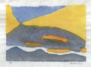 WOLKENBERG 8 - 2023, Farbholzschnitt mit Aquarellfarbe, Exemplar: 1/6, 20,5 x 29,2 cm (30,2 x 39,8 cm) Richter Wolfgang