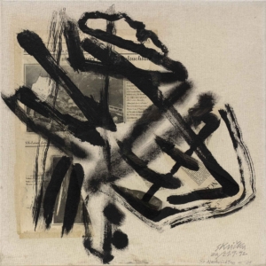 NACHRICHTEN 21 - 1992, Acryl und Collage auf Molino, 60 x 60 cm Skrička Ernst