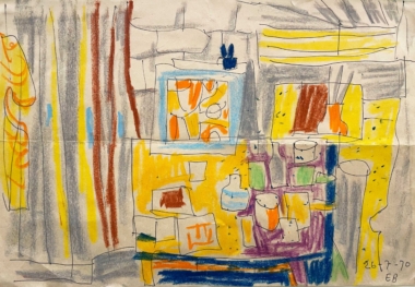 OHNE TITEL - 1970, Kugelschreiber, Kreide auf Papier, 20,4 x 29,8 cm Bäumer Eduard